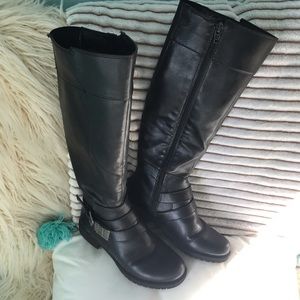 Black tall riding boots